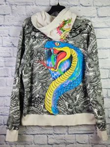 Vintage Ed Hardy By Christian Audigier Tiger And Dragon AOP Zip Up Hoodie 2X - Picture 1 of 16