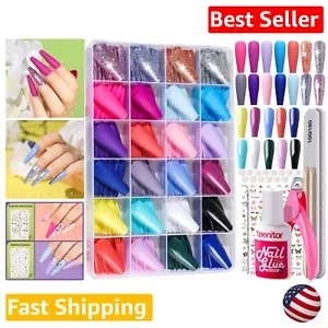 Professional 24-Grid Matte, Glossy, Glitter Press On Nails Kit with Accessories - Picture 1 of 9