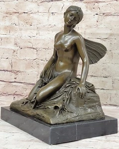 Estatua de bronce de hadas desnuda con base de mármol hecha a mano por Mario Nick digna de museo - Imagen 1 de 10