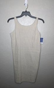 NWT Liz Claiborne Lizsport Womens Petite 8 Beige Linen Blend Sheath Dress - Picture 1 of 5