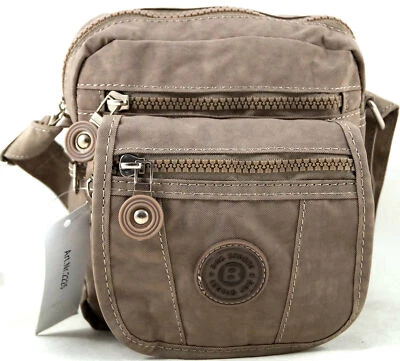 Messenger Bag Handtasche Umhängetasche Nylon leicht klein Cross Body Bag Beige - Bild 1 von 4
