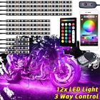 12X Bluetooth Control Motorcycle Rgb Led Light Kit Accent Glow Strip For Honda
