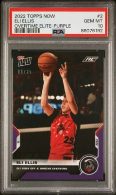 2022-23 Topps Now Overtime Elite #2 Eli Ellis XRC Purple 8/25 PSA 10 - Image 1 of 2