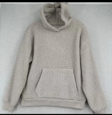 American Eagle Hoodie Sweater Extra Small Cream Teddy Sherpa Fuzzy Sweatshirt - Image 1 of 4