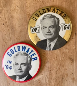 Barry Goldwater In 1964 2 Pc. Political Buttons Pins-Goldwater In '64 - Picture 1 of 2