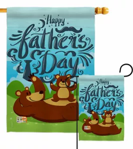 Bärchen Happy Vatertag Garten Flagge Familie Deko Geschenk Hof Haus Banner - Bild 1 von 17