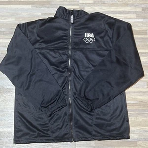 Vintage USA Olympic Committee Track Jacket Men's Size XL Black - Picture 1 of 4