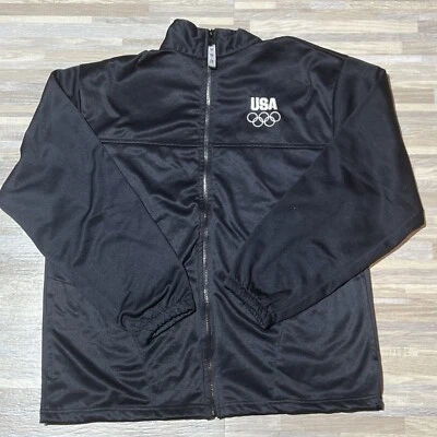 Jaqueta de atletismo masculina vintage Comitê Olímpico dos EUA tamanho XL preta - Imagem 1 de 4