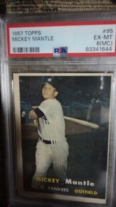 1957 Topps Baseball #95 Mickey Mantle NY Yankees EX-MT PSA 6