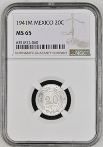 1941M Mexico 20 Centavos NGC MS65 .720 Silver - Picture 1 of 2