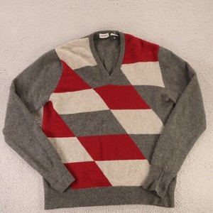 VINTAGE Piccadilly Sweater Mens 2XL XXL 2XLT Gray Red 100% Australian Lambswool