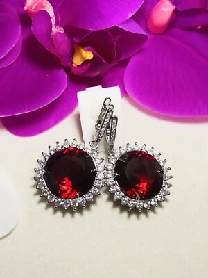 Sterling Silver.925 Pink Tourmaline And White CZ Earrings - Изображение 1 из 4