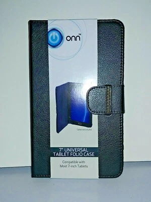 ONN 7" UNIVERSAL TABLET FOLIO CASE- BLACK W/ MICROFIBER LINING (BRAND NEW) - Image 1 of 3