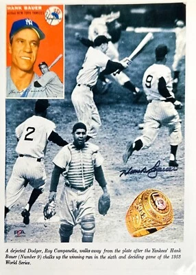 Hank Bauer Signed 81/2 x 11 NY Yankee Photo PSA AM84254 - Image 1 of 2