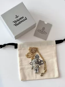 Vivienne Westwood Gold Tone Teddy Bear Orb Necklace BOXED - Picture 1 of 4