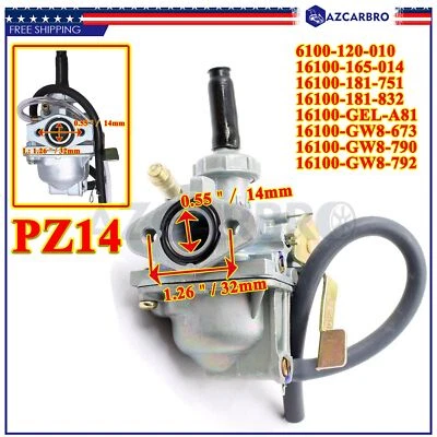  Carburador PZ14 para Honda Z50 1976-1999 / Z50A 1972-1978 / Z50R 1979-1999 Foto 1 de 4