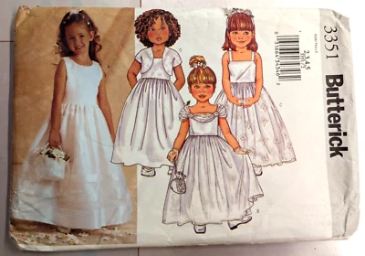 Butterick 3351 Sz 2-5 Child Girl Jacket Dress Flared Wedding Flower Girl Uncut - Image 1 of 3