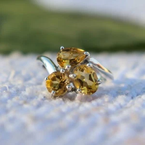CITRINE NATURAL GEMSTONE 925 STERLING SILVER HANDMADE JEWELRY WOMEN RING 3 TO 12 - Picture 1 of 7