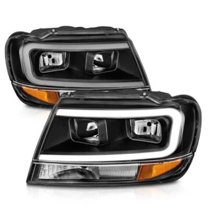 ANZO 111537 for 99-04 Jeep Grand Cherokee Crystal Headlights - W/Light Bar Black - Picture 1 of 7