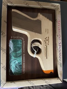 Wooden Straight Shooter toy slingshot vintage rubber band target free - Picture 1 of 2