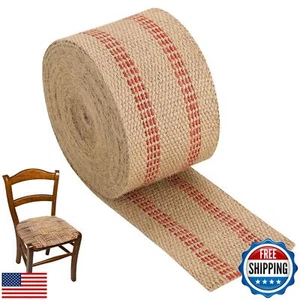 NATGAI Craft Jute Gurtband, 10 Yards Breite 3,5" Rolle Natur Sackleinen Rot L - Bild 1 von 5