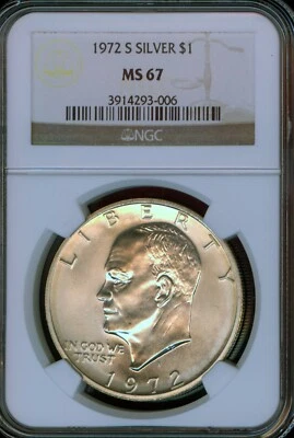 1972-S Silver Eisenhower Dollar Grade MS67 by NGC  - Image 1 of 3