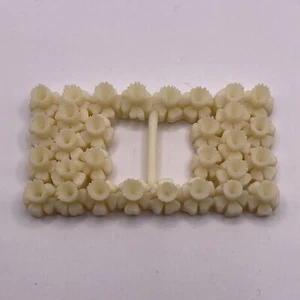 De colección Art Deco Floral Tallado Celuloide Sujetador Hebilla de Cinturón Plástico Rectángulo - Imagen 1 de 8