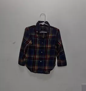 Ralph Lauren kariertes Langarm Poloshirt Größe 2/2T - Bild 1 von 3