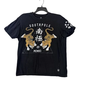 Southpole Shirt Mens Large Tiger Graphic Tee Asian Floral Print Graphic Tee - Picture 1 of 11