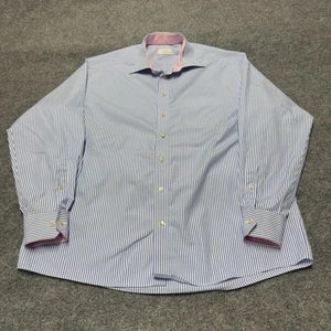 Eton Classic Stripe Dress Shirt Flip Cuff Button Long Sleeve Cotton Men XL 43 17 - Picture 1 of 8