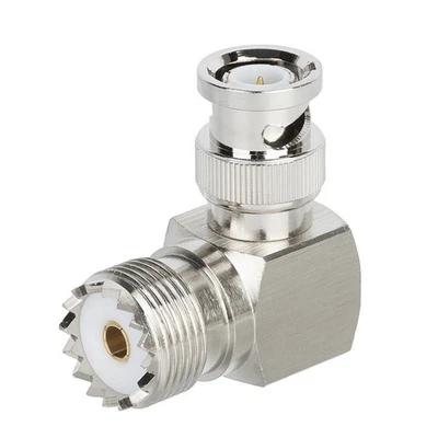 1x BNC Male Jack To UHF SO239 Female Plug Right Angle RF Coax Connector Adapter - Image 1 of 4