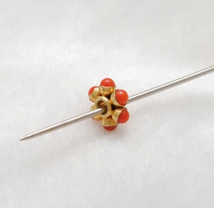 8x4 mm 18k Gold Bead Spacer Charm Coral gemstone Finding Bead - Picture 1 of 6