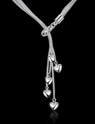 Y-Kette mit Herz Kette Halskette + Anhänger Collier silber Schlangenkette Liebe - Bild 1 von 2