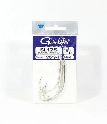 Gamakatsu SL12S Big Game Tin Plated Hook Size 9/0 ,4 Per pack (6900) - image 1 of 4