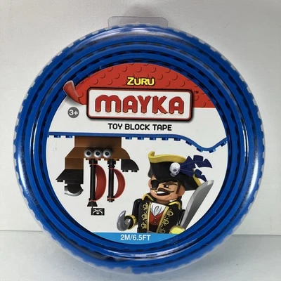 Zuru Mayka Toy Blue Block Tape 2M/6.5 FT  4 Row Pegs Lego Compatible Brand New - Image 1 of 4
