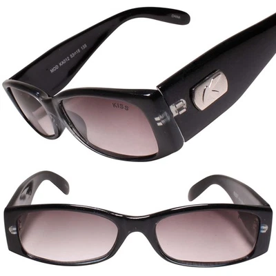 Gafas de sol rectangulares con marco negro y azul genuino vintage años 90 geniales aspecto hip hop Foto 1 de 4