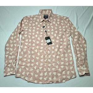 Camicia elegante Barabas uomo LS rosa bianca stampa cuore bottoni nuova con etichetta - Taglia L - Foto 1 di 6
