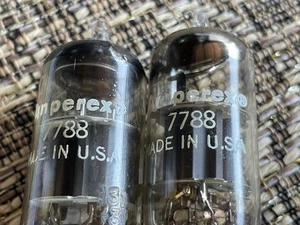 Strong Pair A+ 1963 Amperex PQ USA Gold Pins Preamp Tube 7788 - (1) Halo (1) “D” - Picture 1 of 7