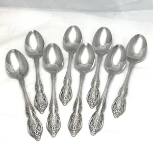 Oneida Renoir Pembrooke SSS Stainless Teaspoons Flatware Set Of 8 Floral - Picture 1 of 3