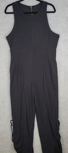 Jumpsuit Damen schwarz ärmellos XL Einteiler Strampler weites Bein Reißverschluss hinten Freizeit D - Bild 1 von 9