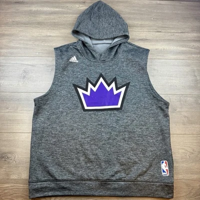 Adidas Sacramento Kings NBA Sleeveless Hoodie Fleece Climawarm Sweatshirt Men's - Image 1 of 4