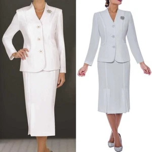 Summer White Woman's Solid Skirt Suit 2 Piece Single-Breasted Banquet Custom - Picture 1 of 9