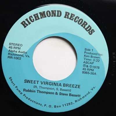 ROBBIN THOMPSON & STEVE BASSETT - SWEET VIRGINIA BREEZE  - BEACH SOUL 45 Foto 1 de 2