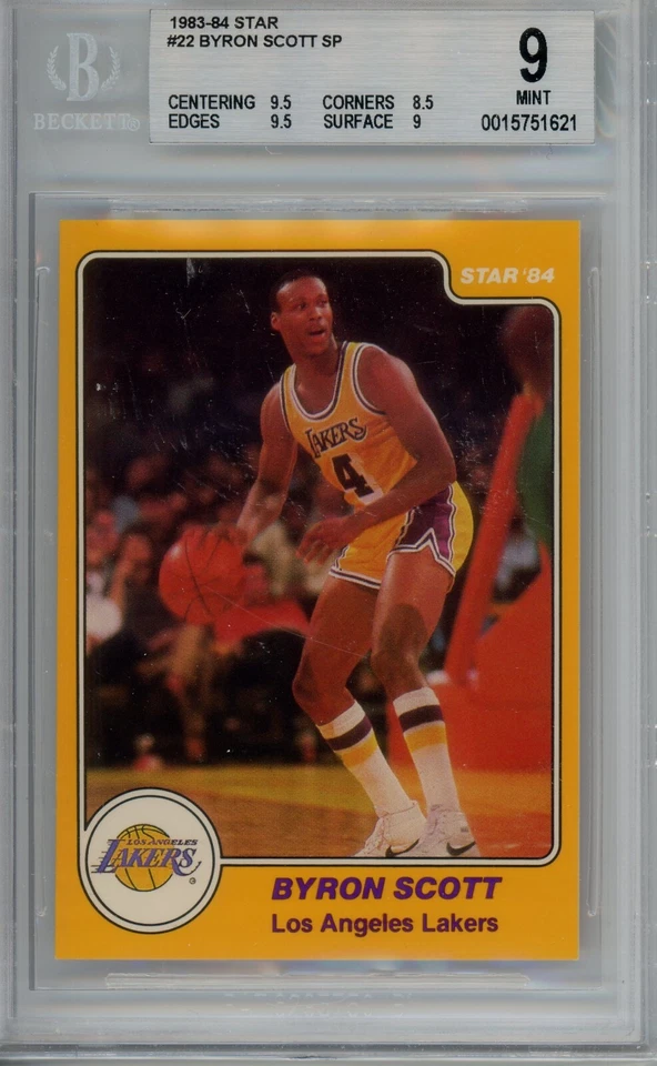 Tarjeta de novato Byron Scott 1983-84 estrella #22 SP impresión corta BGS 9 rara Foto 1 de 1