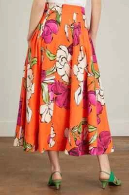 Falda Aje NUEVA Falda Midi Lewis Detalle Tuck Naranja Línea A Talla AU 4 / US 0 Foto 1 de 4