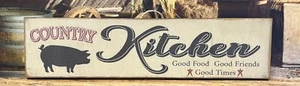 COUNTRY KITCHEN - Farmhouse Style Wood Sign Rustic Home Decor Sign - Picture 1 of 2