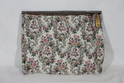RARE! VINTAGE FRENCH LUGGAGE "GRAY ROSE"  TAPESTRY SUITCASE GARMET BAG POUCH - Image 1 of 3