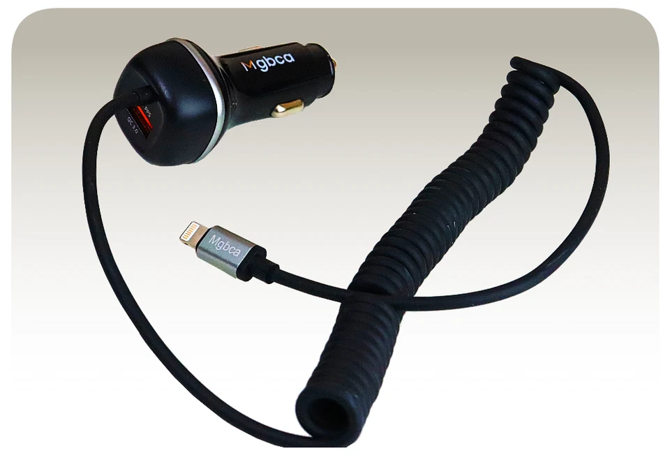 Mgbca Sonic Fast USB-C Car Charger, Coil, 51w PD QC 3.0 For IPhone 12/12 Pro Max - Image 1 of 1