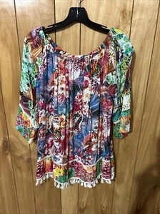 Calessa Women’s XL Blouse Boho Cottage Core Artsy 3/4 Sleeve - Imagen 1 de 11