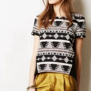 Anthropologie Sunday in Brooklyn Aztec Boho Top Shirt Small - Picture 1 of 6